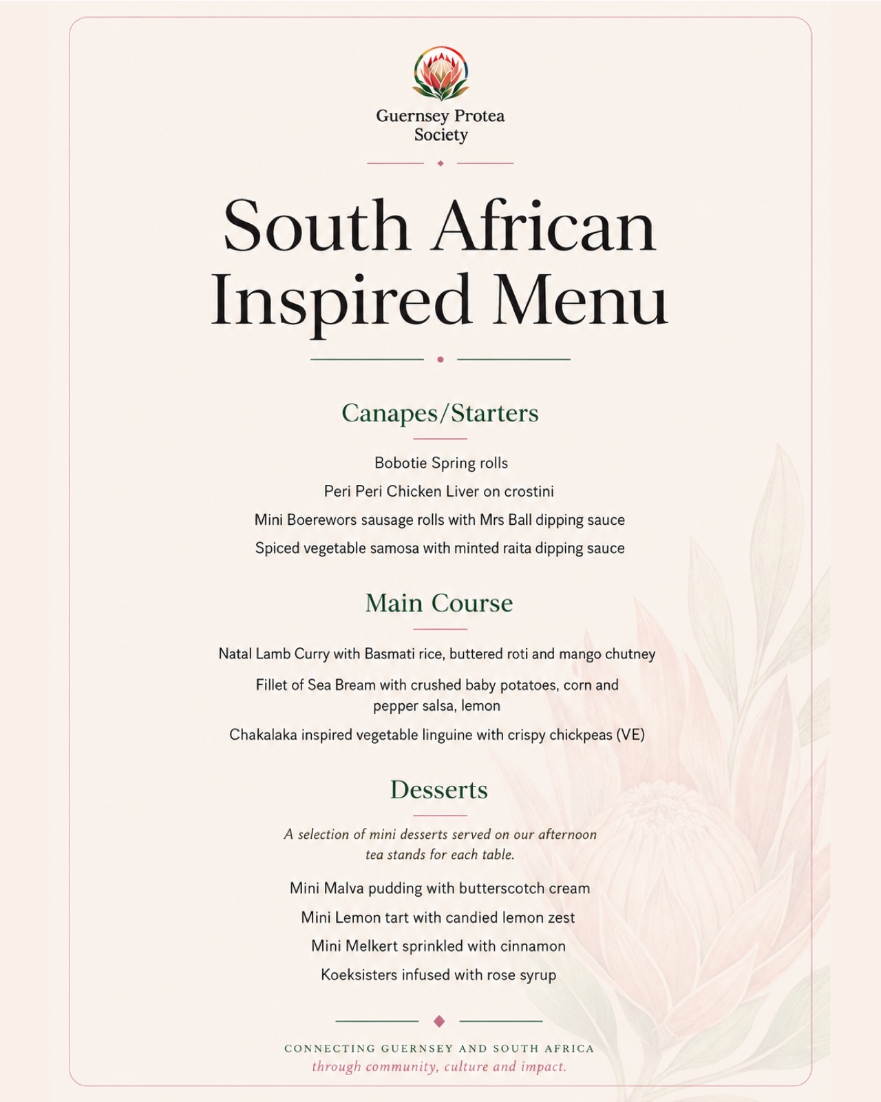 South African Inspired Menu
